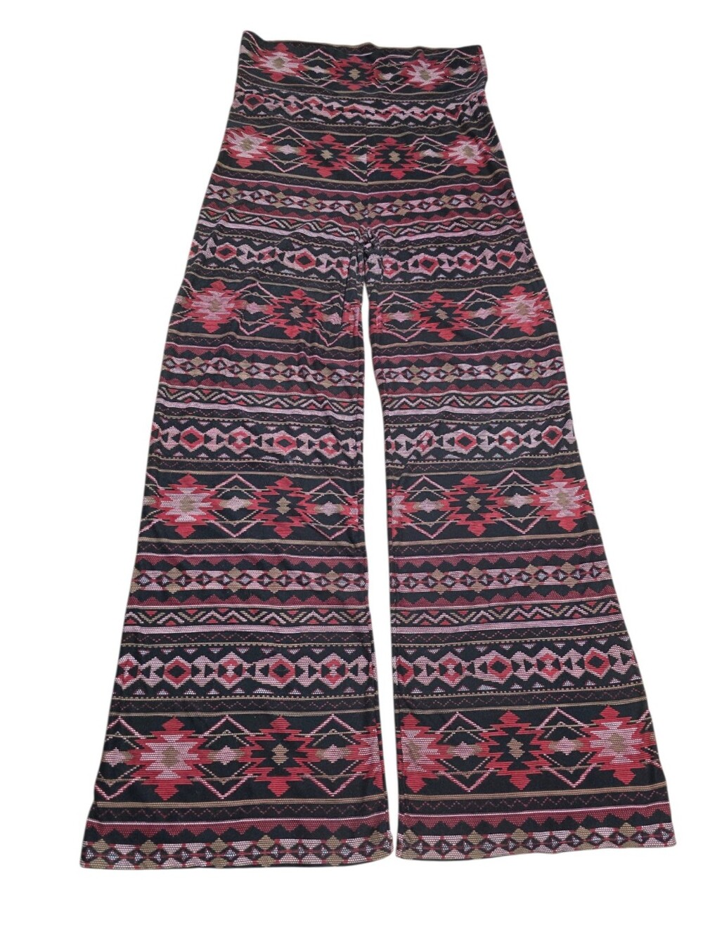 Wide-Leg Pants Aztec Pattern Hi-low Waist Option